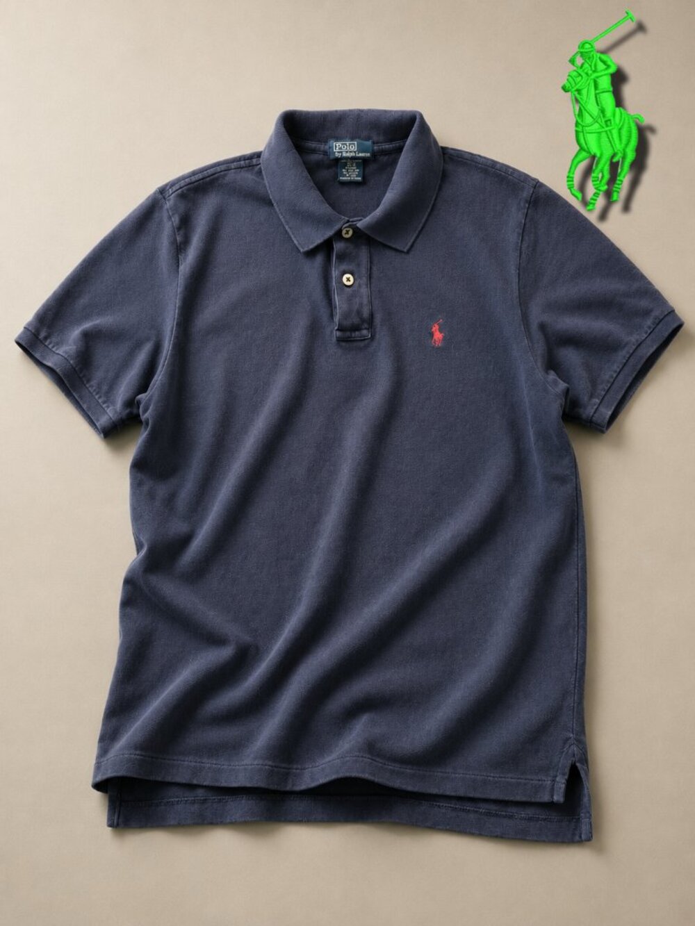 Polo Ralph Lauren Classic Mesh Polo Shirt Navy Blue Red Pony Youth L 16/18
